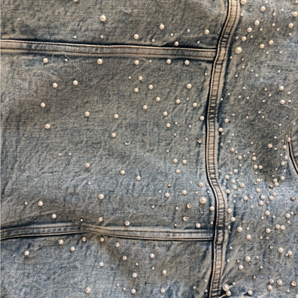 Alice + Olivia Blue Jean Jacket with Silver Embellishments - Picture 4 of 6